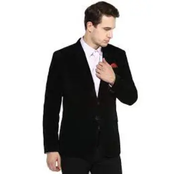 Black Velvet Single Breasted Casual Blazer 